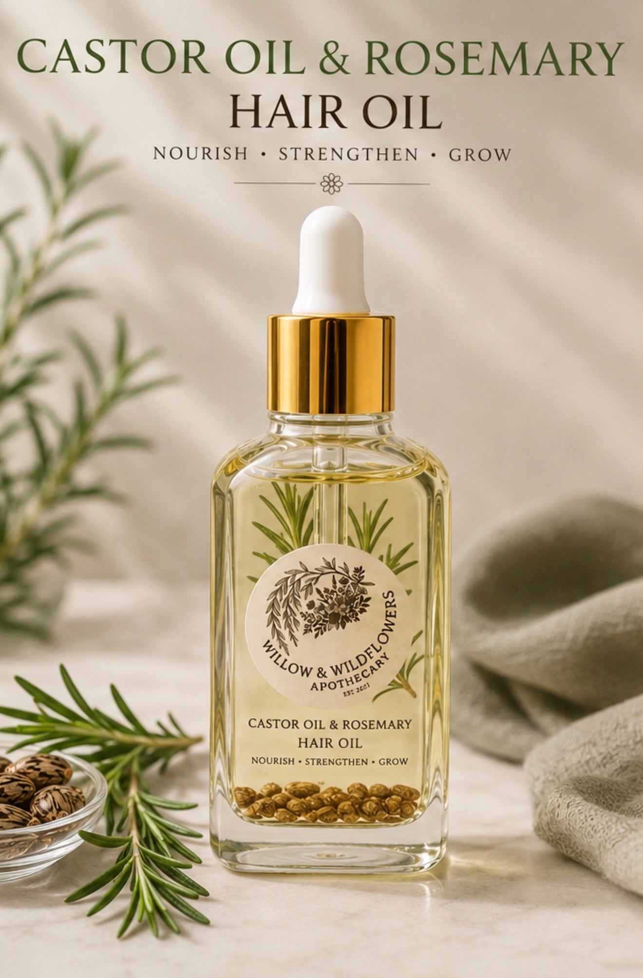 Castor Oil and Rosemary Hair Oil