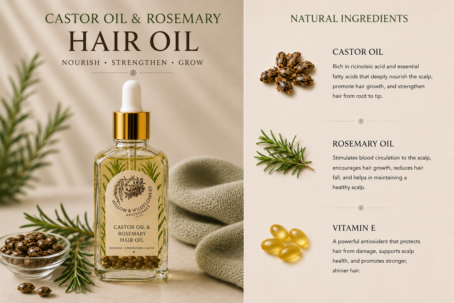 Castor Oil and Rosemary Hair Oil