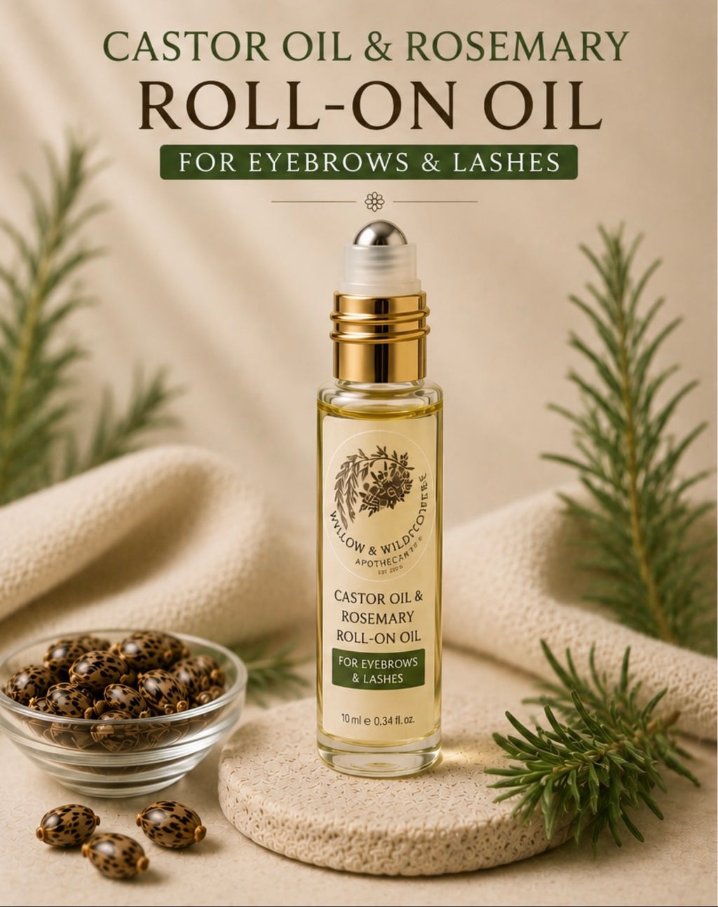 Castor Oil and Roll on Lash and Eyebrows Oil