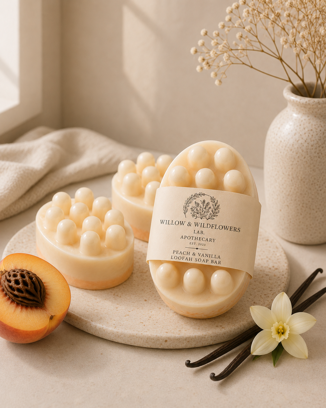 Peach & Vanilla Loofah Soap Bar