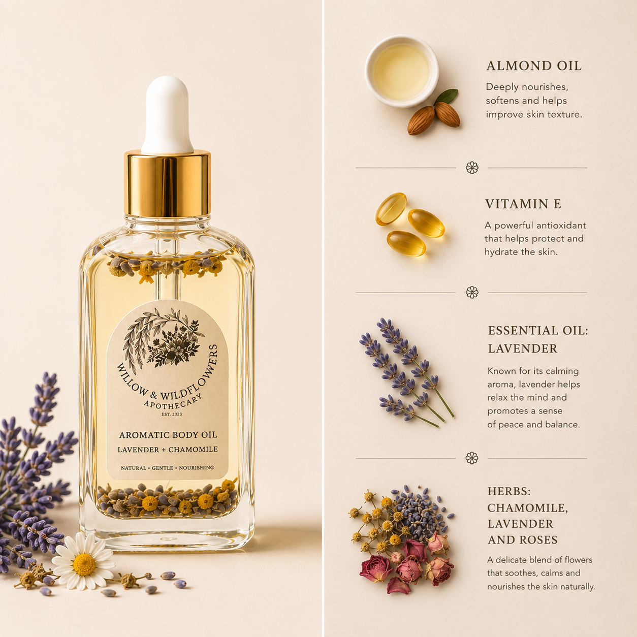 Chamomile + Lavender Aromatic Body Oil