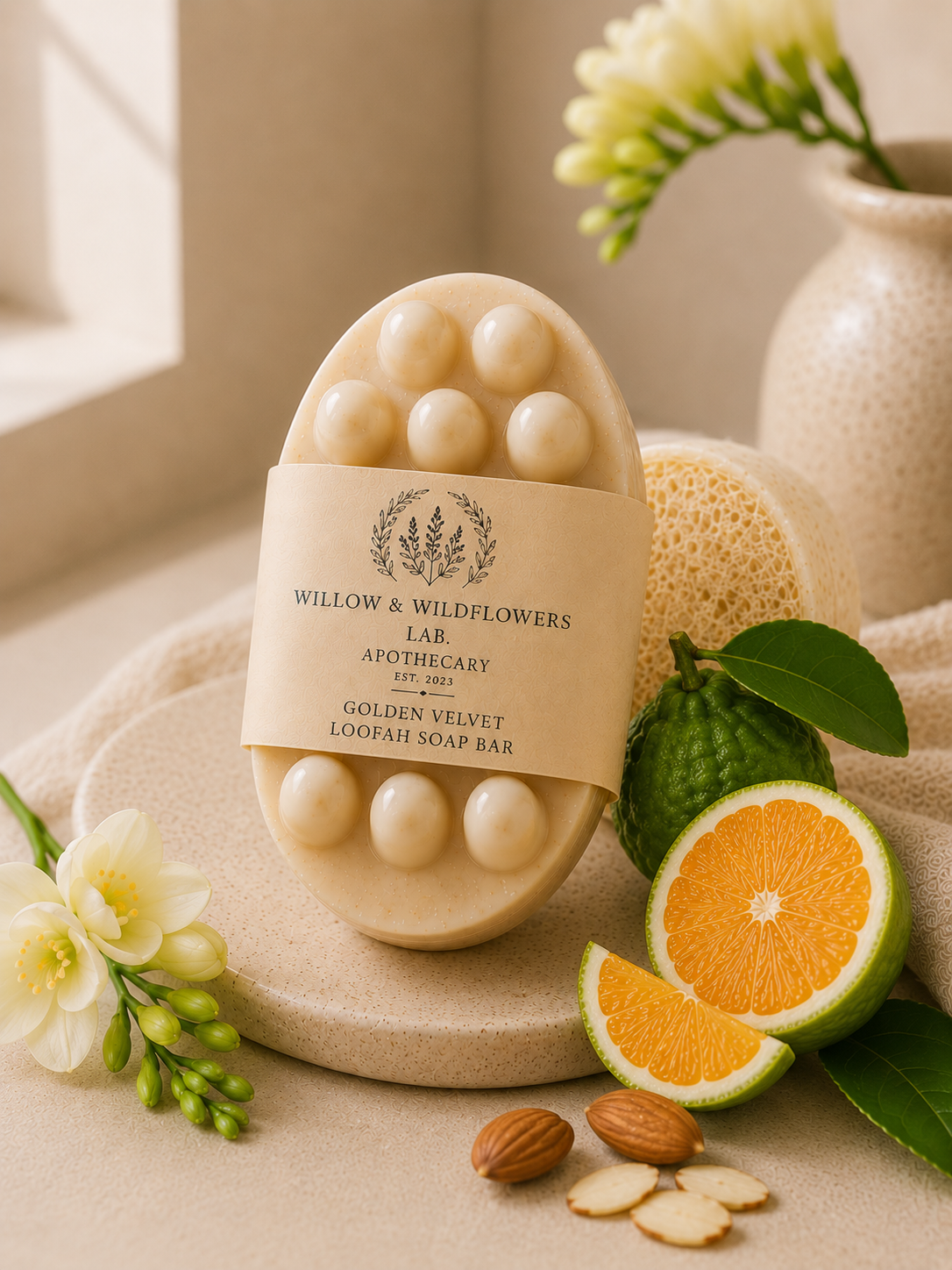 Golden Velvet Loofah Soap Bar